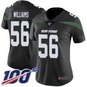 Jets #56 Quincy Williams Black Alternate Women's Stitched NFL 100th Season Vapor Limited Jersey