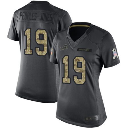 Lions #19 Donovan Peoples-Jones Black Women's Stitched NFL Limited 2024 Salute to Service Jersey