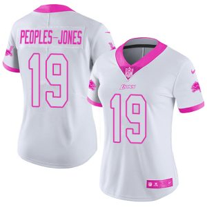 wholesale Lions #19 Donovan Peoples-Jones White/Pink Women's Stitched NFL Limited Rush Fashion Jersey