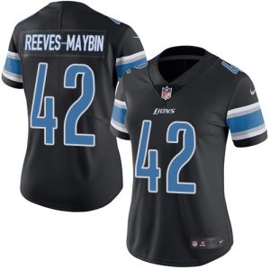Lions #42 Jalen Reeves-Maybin Black Women's Stitched NFL Limited Rush Jersey
