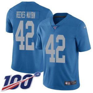 Lions #42 Jalen Reeves-Maybin Blue Throwback Men's Stitched NFL 100th Season Vapor Untouchable Limited Jersey
