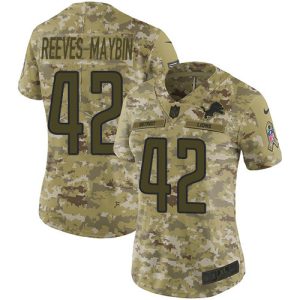 Lions #42 Jalen Reeves-Maybin Camo Women's Stitched NFL Limited 2024 Salute To Service Jersey