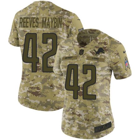 Lions #42 Jalen Reeves-Maybin Camo Women's Stitched NFL Limited 2024 Salute To Service Jersey