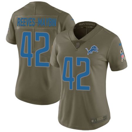 Lions #42 Jalen Reeves-Maybin Olive Women's Stitched NFL Limited 2024 Salute To Service Jersey