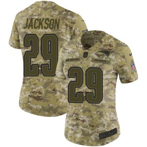 Patriots #29 J.C. Jackson Camo Women's Stitched NFL Limited 2024 Salute To Service Jersey