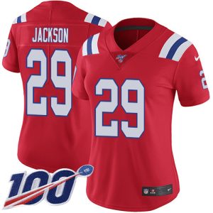 patriots #29 j.c. jackson red alternate women's stitched nfl 100th season vapor limited wholesale jersey