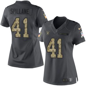 Raiders #41 Robert Spillane Black Women's Stitched NFL Limited 2024 Salute to Service Jersey