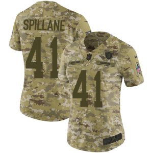 wholesale Raiders #41 Robert Spillane Camo Women's Stitched NFL Limited 2024 Salute to Service Jersey