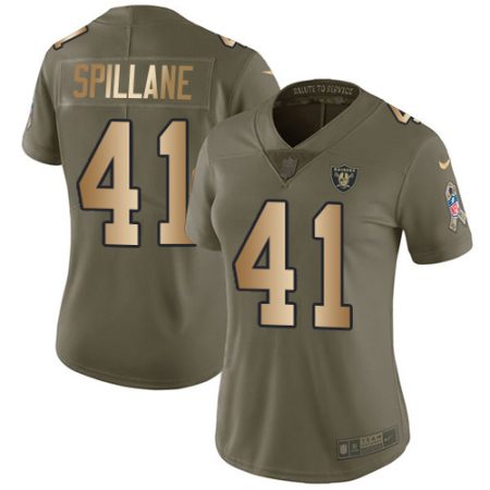 Raiders #41 Robert Spillane Olive/Gold Women's Stitched NFL Limited 2024 Salute to Service Jersey
