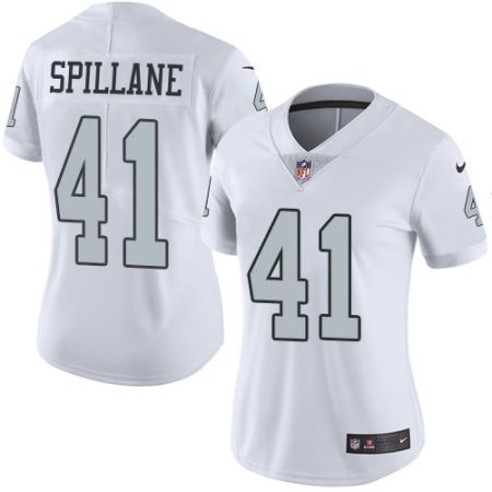 cheap Raiders #41 Robert Spillane White Women's Stitched NFL Limited Rush Jersey