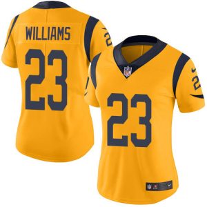 wholesale Rams #23 Kyren Williams Gold Women's Stitched NFL Limited Rush Jersey
