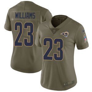 Rams #23 Kyren Williams Olive Women's Stitched NFL Limited 2024 Salute to Service Jersey