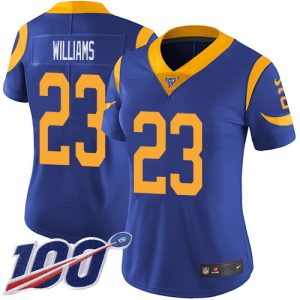 rams #23 kyren williams royal blue alternate women's stitched nfl 100th season vapor untouchable limited wholesale jersey