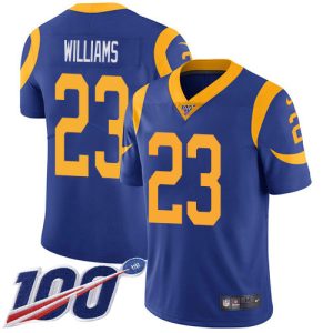 rams #23 kyren williams royal blue alternate youth stitched nfl 100th season vapor untouchable limited cheap jersey