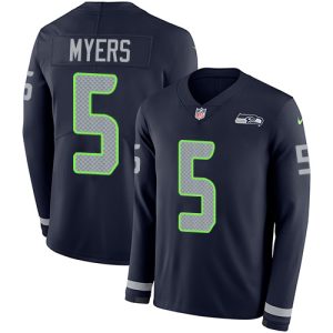 seahawks #5 jason myers steel blue team color youth stitched nfl limited therma long sleeve wholesale jersey