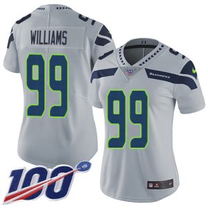 Seahawks #99 Leonard Williams Grey Alternate Women's Stitched NFL 100th Season Vapor Untouchable Limited Jersey