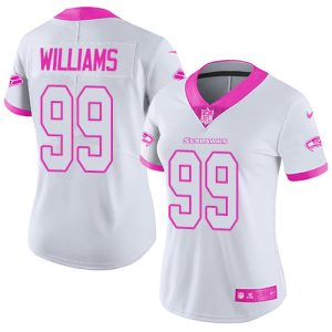wholesale Seahawks #99 Leonard Williams White/Pink Women's Stitched NFL Limited Rush Fashion Jersey
