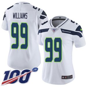 wholesale Seahawks #99 Leonard Williams White Women's Stitched NFL 100th Season Vapor Limited Jersey
