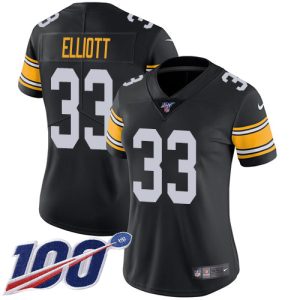 cheap Steelers #33 Jalen Elliott Black Alternate Women's Stitched NFL 100th Season Vapor Limited Jersey