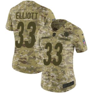 Steelers #33 Jalen Elliott Camo Women's Stitched NFL Limited 2024 Salute To Service Jersey
