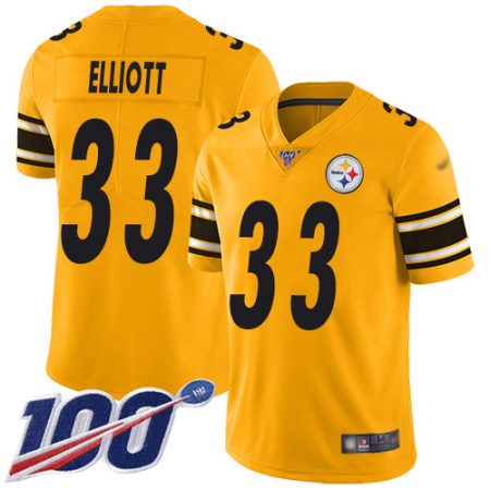 wholesale Steelers #33 Jalen Elliott Gold Youth Stitched NFL Limited Inverted Legend 100th Season Jersey