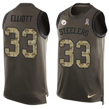 steelers #33 jalen elliott green men's stitched nfl limited salute to service tank top wholesale jersey