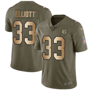 wholesale Steelers #33 Jalen Elliott Olive/Gold Youth Stitched NFL Limited 2024 Salute To Service Jersey
