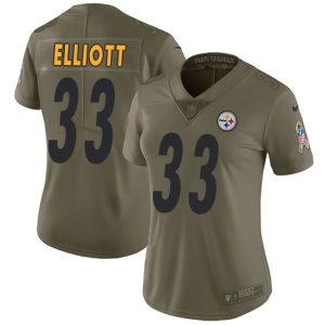 Steelers #33 Jalen Elliott Olive Women's Stitched NFL Limited 2024 Salute To Service Jersey