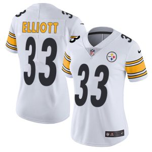 Steelers #33 Jalen Elliott White Women's Stitched NFL Vapor Untouchable Limited Jersey