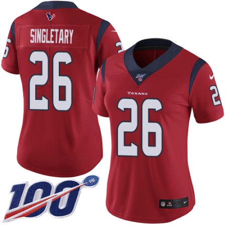 texans #26 devin singletary red alternate women's stitched nfl 100th season vapor untouchable limited wholesale jersey