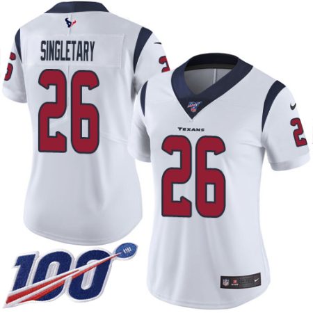 Texans #26 Devin Singletary White Women's Stitched NFL 100th Season Vapor Untouchable Limited Jersey