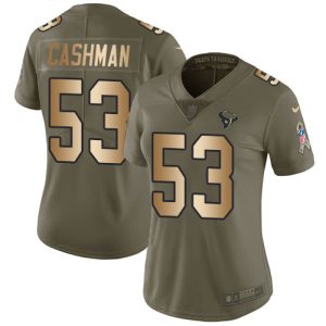 Texans #53 Blake Cashman Olive/Gold Women's Stitched NFL Limited 2024 Salute To Service Jersey