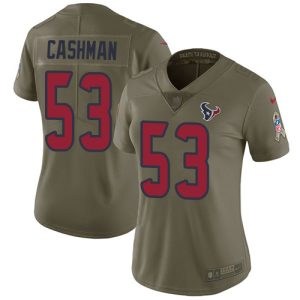 Texans #53 Blake Cashman Olive Women's Stitched NFL Limited 2024 Salute To Service Jersey