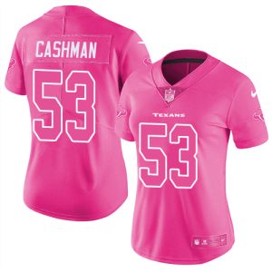 wholesale Texans #53 Blake Cashman Pink Women's Stitched NFL Limited Rush Fashion Jersey