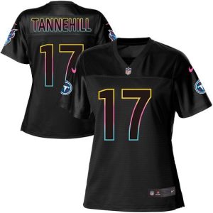 wholesale Titans #17 Ryan Tannehill Black Women's NFL Fashion Game Jersey