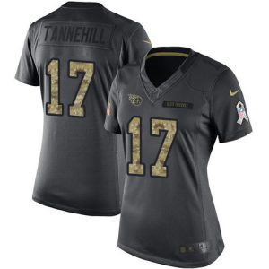Titans #17 Ryan Tannehill Black Women's Stitched NFL Limited 2024 Salute To Service Jersey