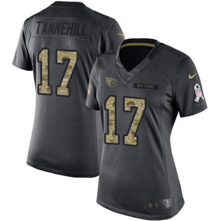 Titans #17 Ryan Tannehill Black Women's Stitched NFL Limited 2024 Salute To Service Jersey