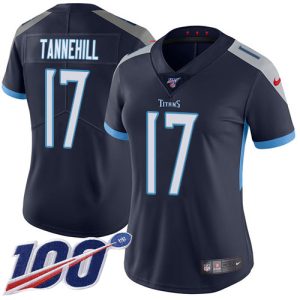 wholesale Titans #17 Ryan Tannehill Navy Blue Team Color Women's Stitched NFL 100th Season Vapor Limited Jersey