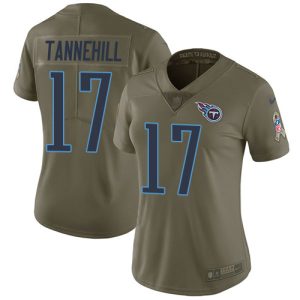 Titans #17 Ryan Tannehill Olive Women's Stitched NFL Limited 2024 Salute to Service Jersey