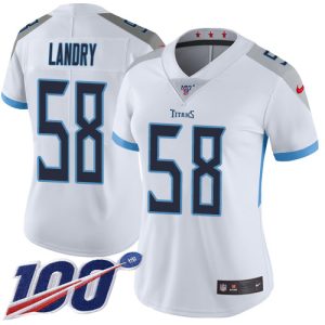 titans #58 harold landry white women's stitched nfl 100th season vapor limited cheap jersey