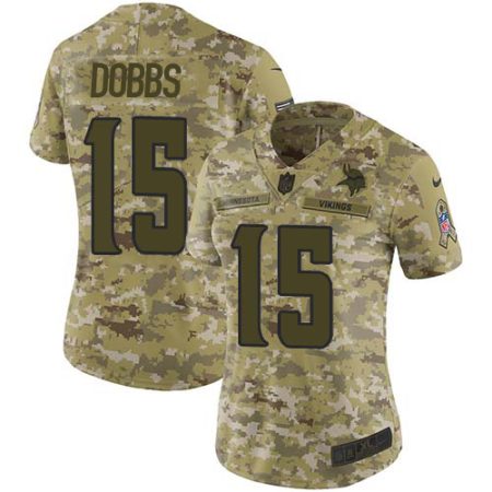 Vikings #15 Josh Dobbs Camo Women's Stitched NFL Limited 2024 Salute To Service Jersey