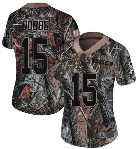 wholesale Vikings #15 Josh Dobbs Camo Women's Stitched NFL Limited Rush Realtree Jersey