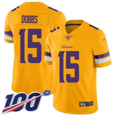 wholesale Vikings #15 Josh Dobbs Gold Youth Stitched NFL Limited Inverted Legend 100th Season Jersey