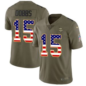 wholesale Vikings #15 Josh Dobbs Olive/USA Flag Youth Stitched NFL Limited 2024 Salute To Service Jersey