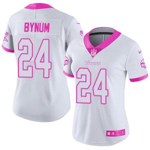 wholesale Vikings #24 Camryn Bynum White/Pink Women's Stitched NFL Limited Rush Fashion Jersey