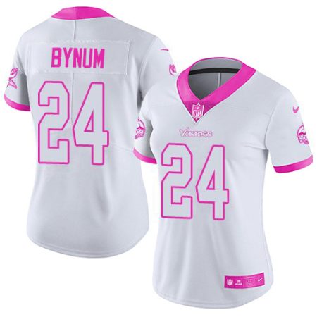 wholesale Vikings #24 Camryn Bynum White/Pink Women's Stitched NFL Limited Rush Fashion Jersey