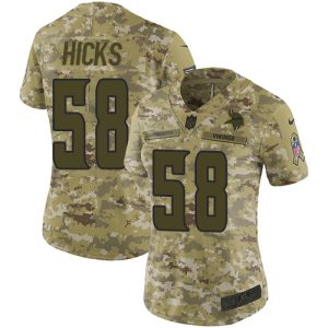 Vikings #58 Jordan Hicks Camo Women's Stitched NFL Limited 2024 Salute To Service Jersey