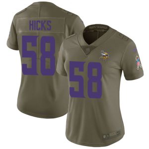 Vikings #58 Jordan Hicks Olive Women's Stitched NFL Limited 2024 Salute To Service Jersey
