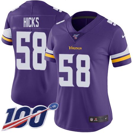 vikings #58 jordan hicks purple team color women's stitched nfl 100th season vapor untouchable limited cheap jersey