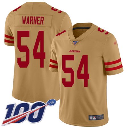 cheap 49ers #54 Fred Warner Gold Youth Stitched NFL Limited Inverted Legend 100th Season Jersey